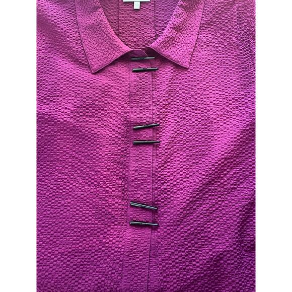 Habitat Pink Purple Crinkle Button Front Lagenlook Top Size Large - Picture 6 of 11